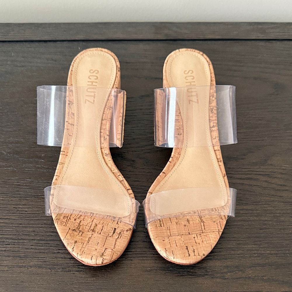 Schutz Women's Cork and Clear Sandals